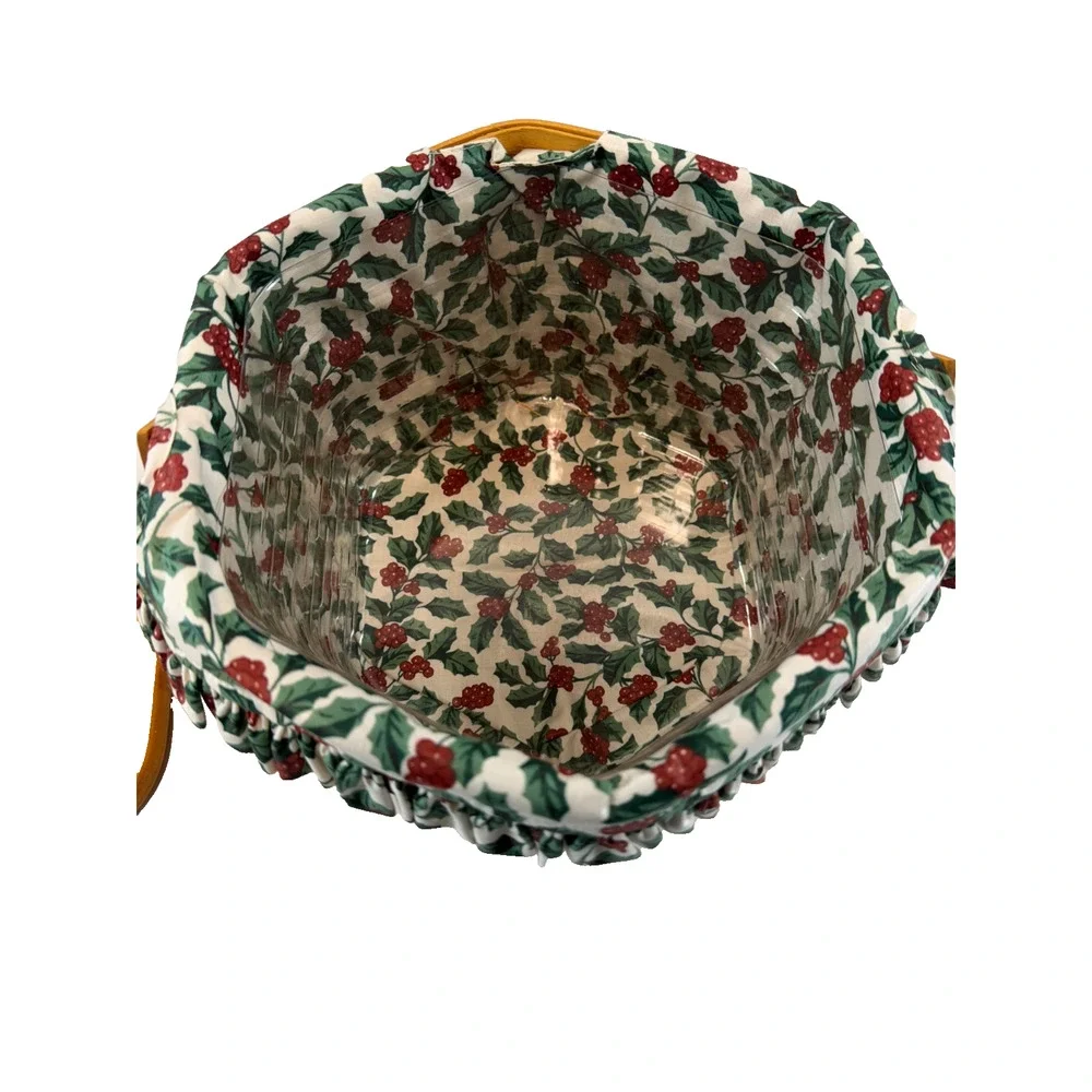 1997 Longaberger Snowflake Basket Holly Liner Protector & Lid Christmas